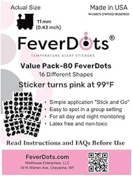 80 Fever Alert Stickers in 16 Shapes (11mm). Easy-to-See Temperature Monitoring for All-Day and Nigh