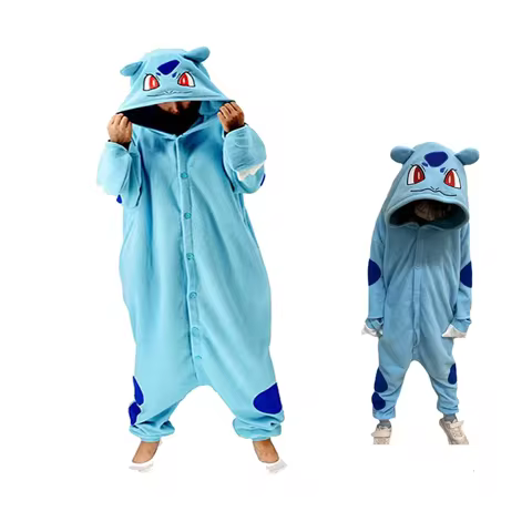 Bulbasaur Onesie Kigurumi Adults Cosplay Costume Halloween Birthday Gift Anime Winter Pajamas Clothe