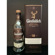 Used Glenfiddich 18 700 liquor bottles ML + Box