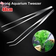 WITTEE 1Pcs Water Grass Clip, Stainless Steel Long Tong Aquarium Tweezer, Durable 48cm Aquarium Supp