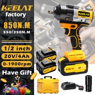 KEELAT 850N.M 1/2" Impact Wrench Cordless Heavy Duty Electric Wrench Impact Drill Screwdriver Impact