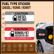 Car Fuel Type Sticker – Diesel RON95 RON97 Warning Label Waterproof