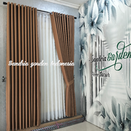 Gorden jendela Polos Warna navy coklat cream Blackout Tebal Smokring Minimalis Murah tinggi 200cm