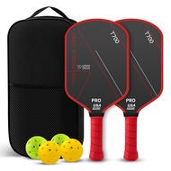 Pickleball Paddles Set (2 or 4), 16mm T700 Carbon Fiber Rackets with Balls & Bag, for Beginners to P
