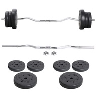 Yaheetech Barbell Weight Set - Olympic Curl Bar & 6 Olympic Weights & 2 Olympic Barbell Clamps for L