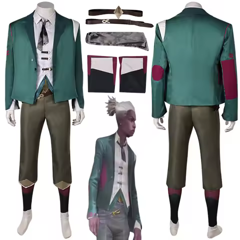 Arcane Ekko Cosplay Costume Shirt Coat Pants Tie Anime Game LOL Uniform Men Adult Outfits Halloween 
