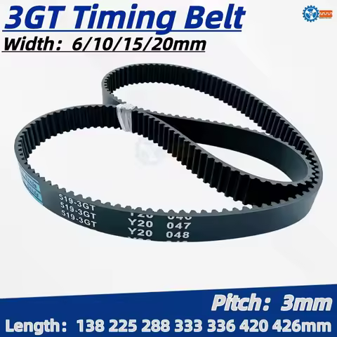 3GT Rubber Timing Belt Closed Loop 138 225 288 333 336 420 426mm 6/10/15/20mm GT3-225 GT3-288 GT3-33