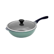 Ideale Chef意美廚STARRY II鋼化鑄鋁雲石紋易潔炒鍋連玻璃蓋32cm IC17932W-G - 綠色