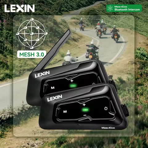 Lexin MeshCom MESH & Bluetooth Intercom For Motorcycle Helmet Headset,Mesh intercom up to 24 people 