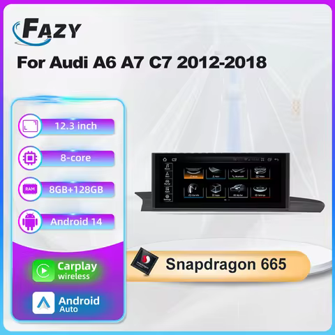 For Audi A6 A7 C7 Android 14 Wireless Carplay Multimedia mp3 Player IPS Touch Screen Stereo 4G GPS N