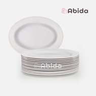 abida 1 lusin piring oval melamin 9 inch - piring saji lusinan - u809 - putih