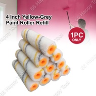 Paint Roller Refill 4 Inch Yellow-Grey Line 100mm Wall Painting Roller Replacement Cat Minyak DIY Hand Tool
