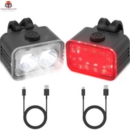 2 Pcs Bike Lights for Night Riding USB Rechargeable Bike Lights Front and Back 5+6 Modes Bike Headlight and Tail Light Set IPX66 Waterproof Bicycle Lights SHOPSKC1379
