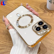SGP Hybrid For iPhone 15 Pro Max Plating Magsafe Magnetic Charging Case For iPhone 15 plus Iphone 14 Pro Max 14 Plus Iphone 14Pro 5G 13 12 11 pro max case Lens Protection Clear Shell Fundas