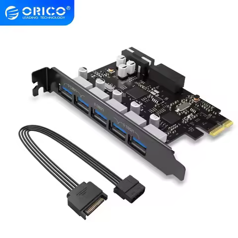 ORICO PVU3-5O2I USB3.0 PCI-E Expansion Card 5 Ports Hub Adapter External Controller Express Card wit