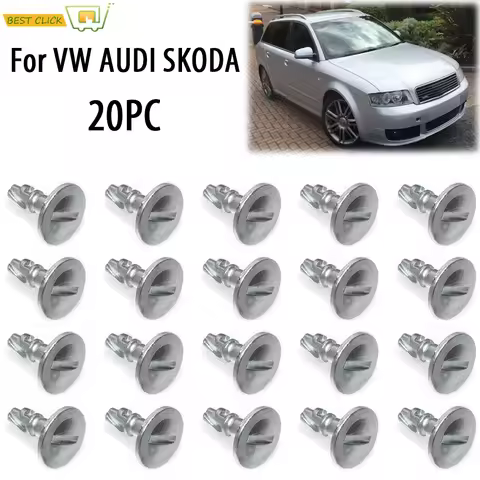 20pcs Undertray Engine Under Cover Fixing Clips Trim Panel Metal Screw For Audi A3 A4 A6 A8 SKODA Su