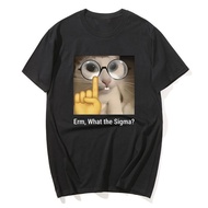 S-5XL Erm, What Sigma? Fun Meme T-Shirt Men Women Silly Cat Humorous Print Fashion Top Cotton O-Neck