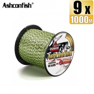 Ashconfish 9 sợi 1000M câu cá bện dòng sợi PE tại chỗ dòng nhiều màu X9 dây bện 15-90lb