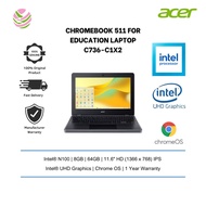 Acer Chromebook 511 for Education Laptop (N100, 8GB, 64GB, UHD, ChromeOS, 3Y) C736-C1X2