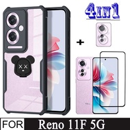 4In1 Reno 11F 5G Shockproof Phone Case for OPPO Reno 11 F 5G 10 8T 8Z 8 7Z 7 6Z 6 5 5G  A18 A38 A58 A78 A98 5G A17 A17k A16 Camera Lens Glass Screen Protector Protective Glass Film