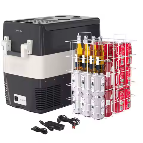 12 Volt Car Refrigerator, 52QT(50L) Electric Cooler, Portable Refrigerator 12V/24V DC 110-240V AC, C