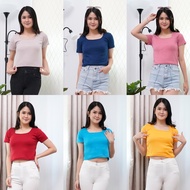 CROPTOP T-SHIRT SQUARE NECK T-SHIRT SQUARE NECK SHORT SLEEVE
