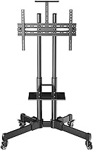 Tv Rack stand wall bracket TV Cart with Shelf and Swival, Adjustable Black Heavy Duty TVs Floor Stand for 32 inch/43 inch/50 inch Flat Tesion, Load 75kg TV Rack