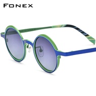 FONEX แว่นกันแดดแฟชั่นผู้ชาย2024ใหม่ย้อนยุควินเทจแว่นตากันแดดโพลาไรซ์กลมขนาดเล็กสำหรับผู้หญิงเฉดสี UV400 F85774T