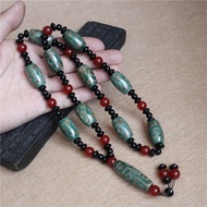 Tibetan Natural Agate Chalcedony Nine Eyes Three Eyes Dzi Bead Necklace Pendant Tibetan Green Turtle