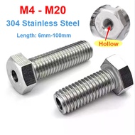M4 M5 M6 M8 M10 M12 M14 M16 M20 304 Stainless Steel Outer Hexagon Hollow Screw Hollow Bolt Mask Mach