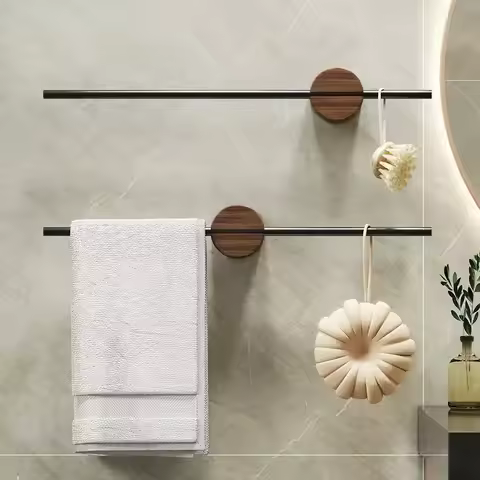 40/50cm Movable Towel Bar Towel Hanger Bath Towel Holder Wall Towel Bar Space Aluminum Bathroom Shel