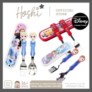 Hoshi Baby Disney Character 3D Stainless Spoon and Fork with Case, Official Disney Licensed, 18Mos+