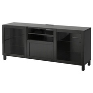 IKEA BESTÅ TV bench with drawers black-brown/Hanviken/Stubbarp black-brown clear glass180x42x74 cm I