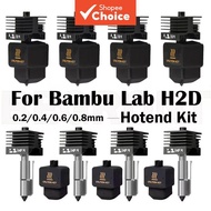 H2D H2S Hotend Kit with 0.2/0.4/0.6/0.8mm Hardened Steel Nozzle, Replaceable Hotend Kit for Bambu H2