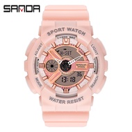 SANDA Women Fashion Sports Watch Waterproof Dual Display Digital Quartz Chronograph Watch Complete Calendar Luminous Watch For Ladies