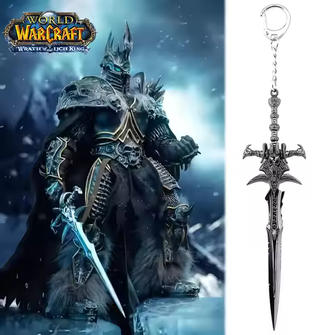 Anime Game World of Warcraft Weapon Frostmourne Sword Keychain Lich King Sheep Head Sword Keyring We
