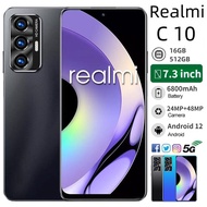 【COD】Realmi C10 สมาร์ทโฟน RAM 16GB+ROM 512GB โทรศัพท์นักเรียนหน้าจอขนาดใหญ่ 7.3 นิ้วกล้อง HD โทรศัพท์ Android 6800mAh อายุการใช้งานแบตเตอรี่ยาวนานโทรศัพท์