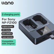 LLANO ช่องคู่ชาร์จกล้อง NP-FZ100จอแสดงผลดิจิตอลสำหรับ Sony A7M4/A7M3/A7R4/A7R3A7C/A7S3/A6600/A6700/A9M2A9/ILCE-9/A7R5/FX30
