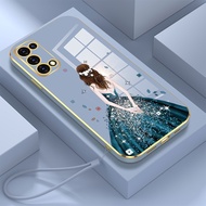DMY casing OPPO reno 5 6Z 4 8z 8 8T 6 Pro 7 7z 3 2 2F Z gold edge case beauty girl printed design