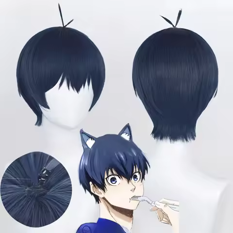 Anime Isagi Yoichi Cosplay Wig 28cm Black/Blue Cosplay Wigs Heat Resistant Yoichi Isagi Wigs Hallowe