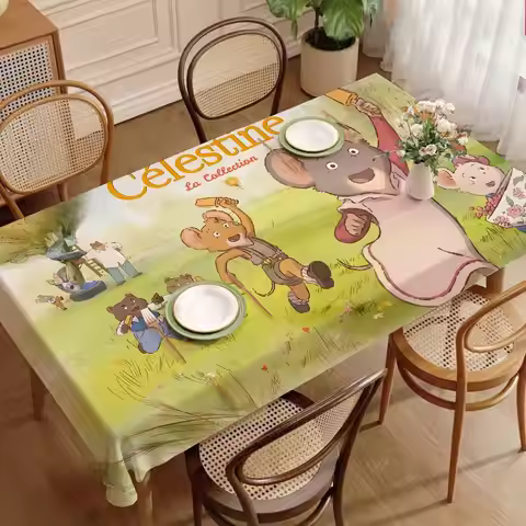 Ernest Celestine Anime Cartoon Themed Polyester Tablecloths Cute Designs For Home Kitchens Dining Ro