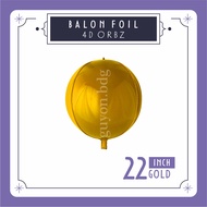 22 INCH GOLD FOIL BALLOONS 4D BALLS - 4D FOIL BALLOONS ORBZ GOLD BALLOONS - 4D FOIL BALLOONS MYLAR B