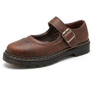 Mary Jane Flower Crazy Horse Leather Shoes Mary Jane Shoes Retro Women's Shoes