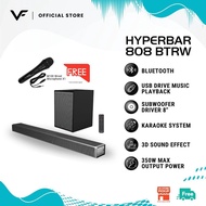 Vinnfier VF Hyperbar 808 BTRW 350W Karaoke Bluetooth TV Soundbar 8" Wireless SubWoofer Audio Speaker