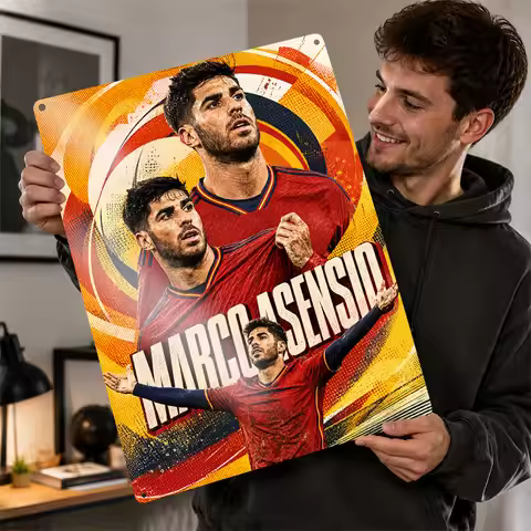 Marco Asensio Football Textured Poster Customized Metal Tin Sign Club Hero Design Wall Art Perfect F