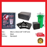 8pcs HDPE Black Garbage Bag 35inch*40inch