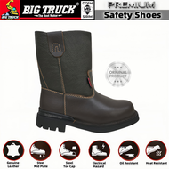 Big Truck Mens Leather Safety Boots High Cut Slip On STR8018 TK Brown Kasut Kerja SIRIM DOSH Certifi