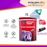 5L - Nippon Paint Weatherbond (WB) with Quartz Technology - Color Option (Anycolors PM Code) + Freeg