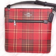 Coach Women's Rowan File Bag with Tartan Plaid Print Red
