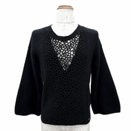 全新 △CHANEL P50069K06343 100% 羊絨 Coco Mark 獅子五金 山茶花圖案長袖針織衫 黑色 38 碼 義大利製 正品女士